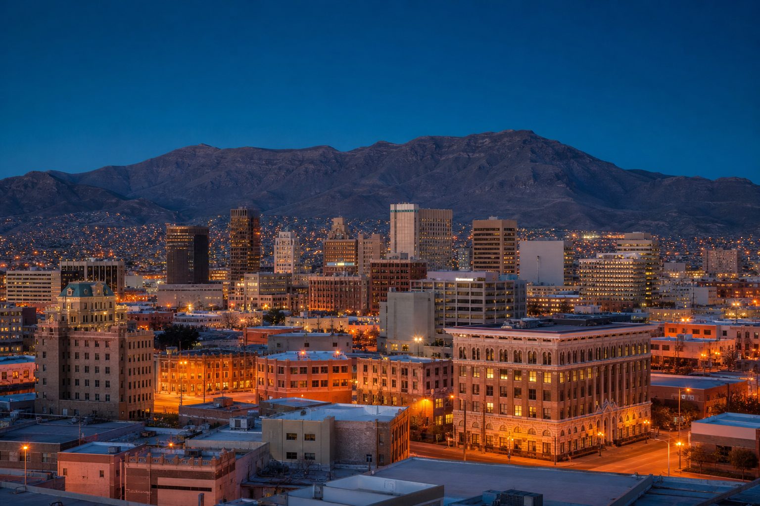Downtown El Paso at dusk